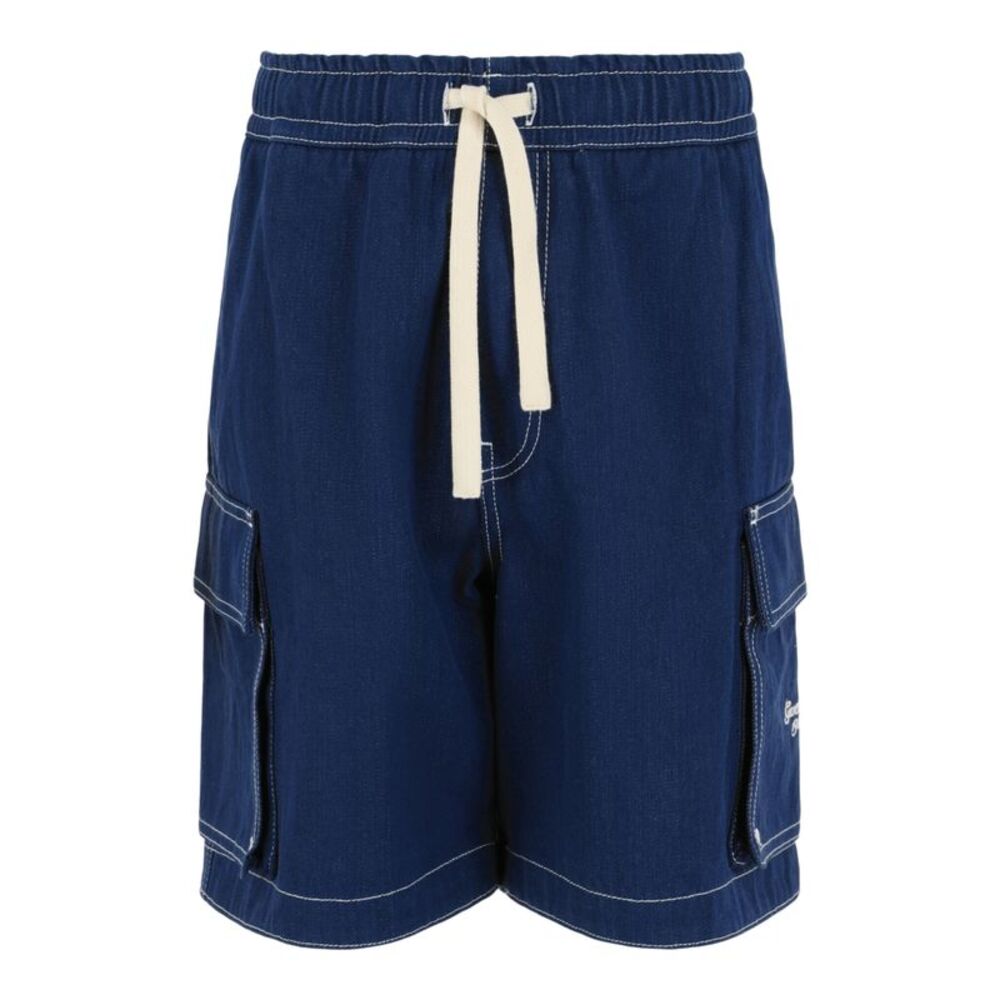 Givenchy Contrast Stitching Denim Boardshorts Blue Mens